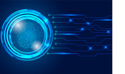 security technology fingerprint with binary code vector image