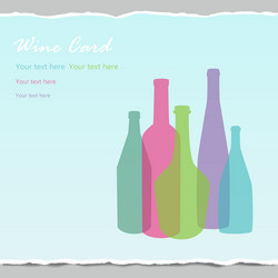 Transparent wine bottles on wrapped paper backgr vector