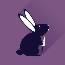 flat web icon with long shadow rabbit carrot vector image