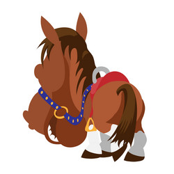 cartoon brown horse view from back vector