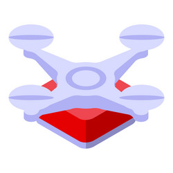 drone landing on red square platform isometric vector image