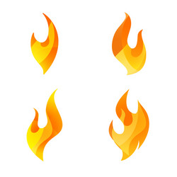 Fire logo icon set of four conceptual flame vector