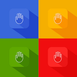 hand palm icon with long shadow vector