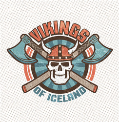 logo with iceland viking skull in a horned Vector Image