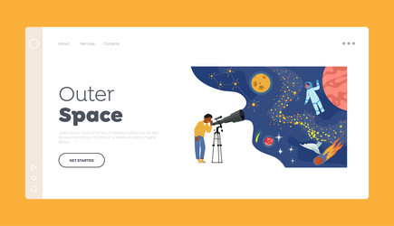 Outer space observation landing page template vector