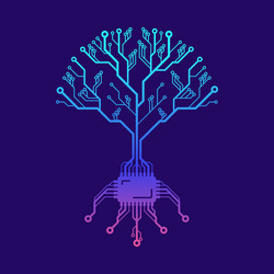 circuit board pattern in form a tree vector