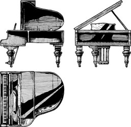 Vintage Grand Piano Engraving Vector Image