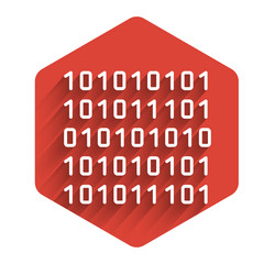White line binary code icon isolated with long vector