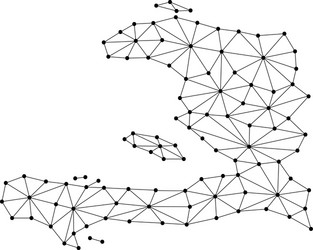 haiti map of polygonal mosaic lines network rays vector image