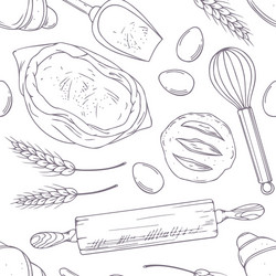Bakery retro background with hand drawn Royalty Free Vector