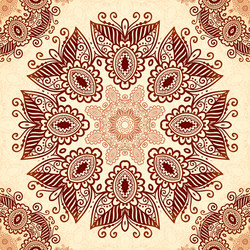 Vintage round seamless pattern in indian mehndi vector