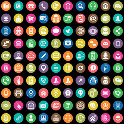 Contact us 100 icons universal set for web and ui vector