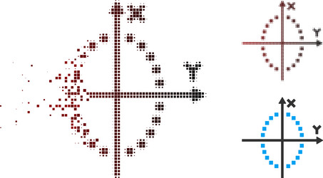 dissipated pixel halftone ellipse plot icon vector image