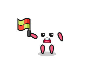 Peach character as line judge putting flag up vector