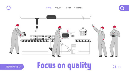 smart factory website landing page robots hands vector