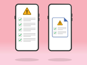 smartphone checklist triangle caution guideline vector image