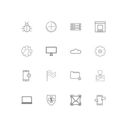 internet technologies linear thin icons set vector image