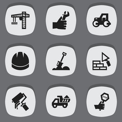 set of 9 editable building icons includes symbols vector image