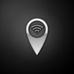 silver pointer map with wifi internet signal vector image
