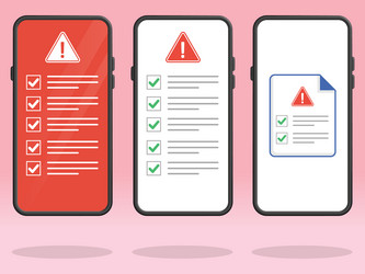 smartphone checklist triangle red warning file vector image