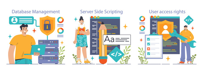 back-end development set coding software vector image