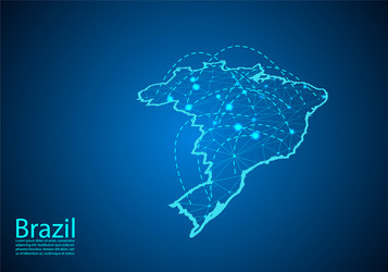 Brazil map with nodes linked by lines concept vector