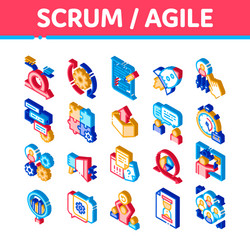 scrum agile isometric icons set vector