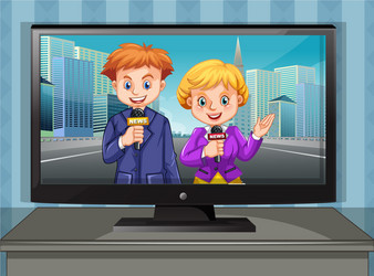 two news reporters on television vector