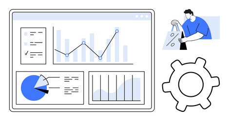 data analysis dashboard with graphs and charts vector image