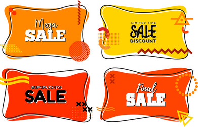 Flat linear promotion ribbon banner scroll price vector