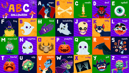 halloween holiday alphabet letters abc kids type Vector Image