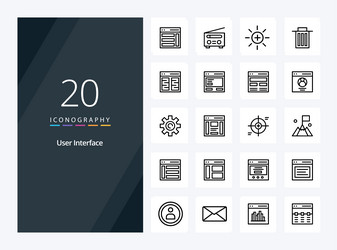 20 user interface outline icon for presentation vector