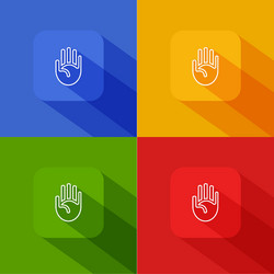 Hand palm icon with long shadow vector