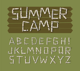 Rustic Birch Log Alphabet Font vector image