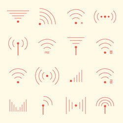 thin red wifi icons on yellow background vector image