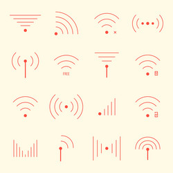 thin red wifi icons on yellow background vector