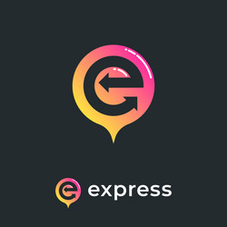 Express logo e monogram arrows like map mark vector