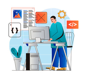 programming working concept in modern flat design vector image