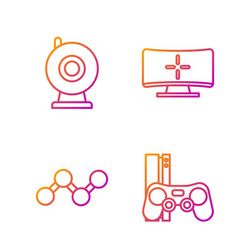 set line game console with joystick share web vector