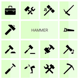 14 hammer icons vector