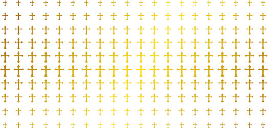 christian cross gold halftone array vector image