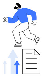 man running upwards with document and progress vector image