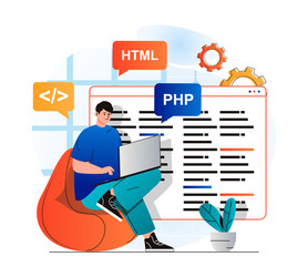 programming working concept in modern flat design vector