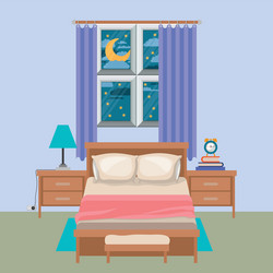 Color background of bedroom with window vector