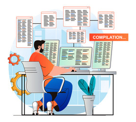programming working concept in modern flat design vector image