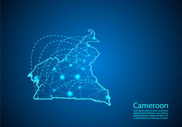 cameroon map with nodes linked by lines concept vector