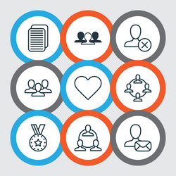 set of 9 communication icons includes follow vector image
