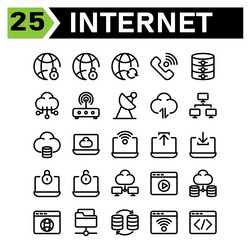 cloud interface icon set include lock internet vector image