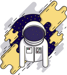 Cute astronaut in outer space spacesuit vector