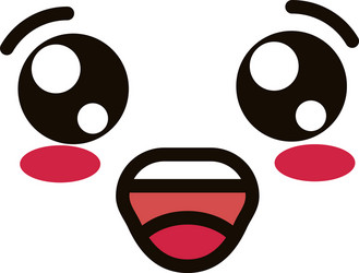 kawaii cute face expression eyes and mouth happy vector